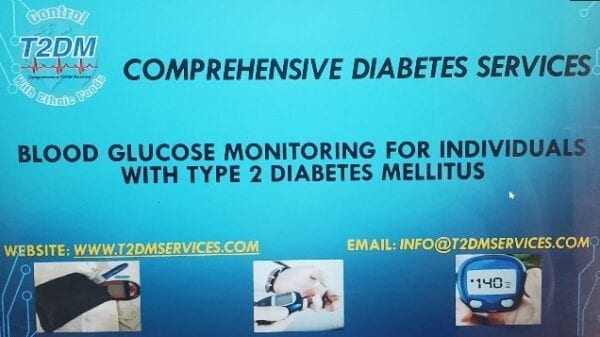 A slide with the words " comprehensive diabetes monitoring for individuals with type 2 diabetes mellitus."