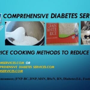 A picture of some food and the words comprehensive diabetes services.