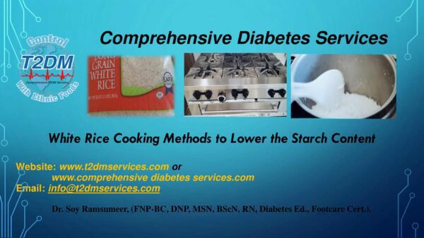 A slide showing various cooking methods for diabetics.